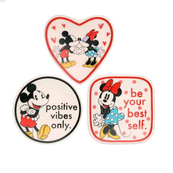 Disney Mickey and Minnie Mouse Jewelry Tray, Ceramic Trinket Dish (Set of 3) - Picture 2 of 9